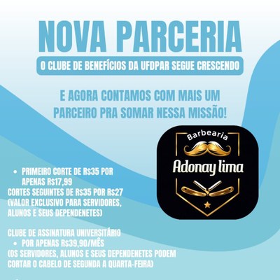 Clube de Benefícios da UFDPar firma nova parceria com Barbearia Adonay Lima